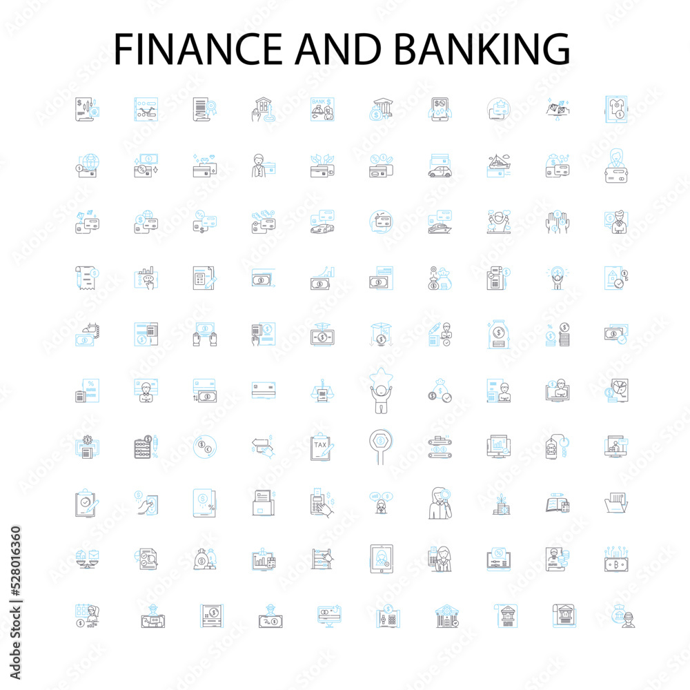 finance and banking concept icons, signs, outline symbols, concept linear illustration line collection finance and banking concept icons, signs, outline symbols, concept linear illustration line collection