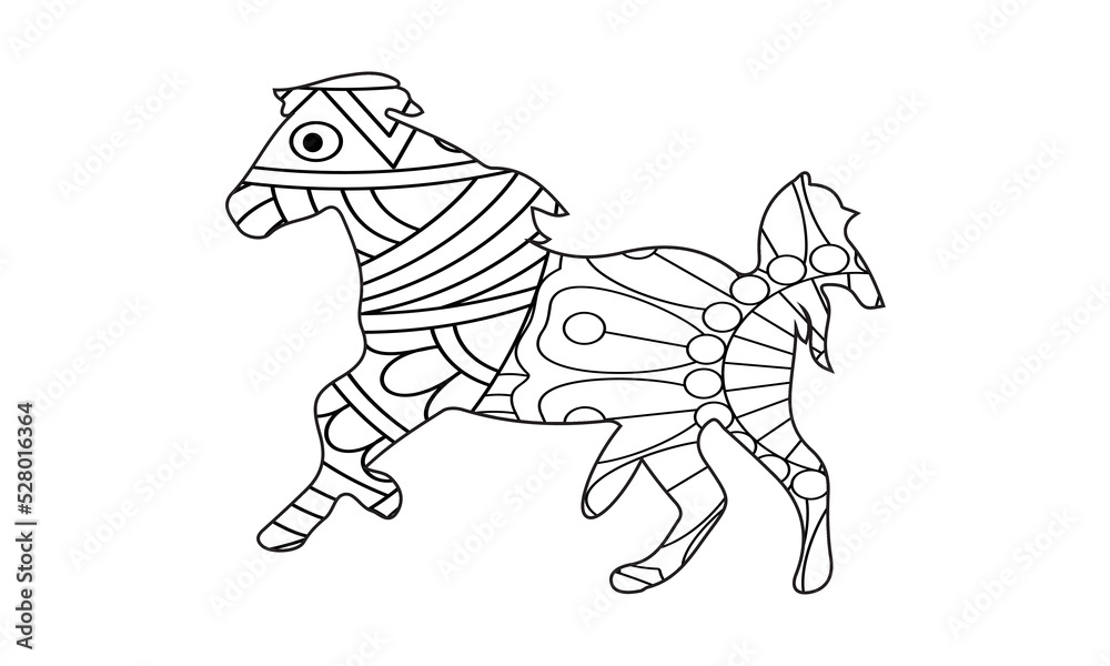 Zentangle stylized cartoon horse (mustang), isolated on white background. Hand drawn sketch for adult antistress coloring page, T-shirt emblem, logo or tattoo with doodle, zentangle design elements. Zentangle stylized cartoon horse (mustang), isolated on white background. Hand drawn sketch for adult antistress coloring page, T-shirt emblem, logo or tattoo with doodle, zentangle design elements.