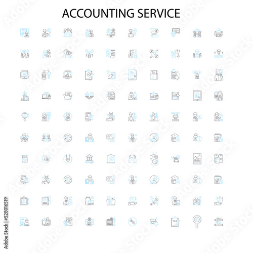 accounting service icons  signs  outline symbols  concept linear illustration line collection