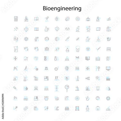bioengineering icons, signs, outline symbols, concept linear illustration line collection