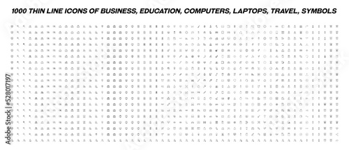 Mega collection of 1000 thin line icons of business, education, travel, sign, symbols. Perfect for sites, apps, adverts. Outline images and editable strokes