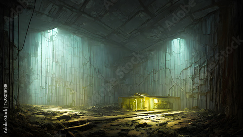 Artistic concept painting of a gold mine and small gold nuggets, background illustration.