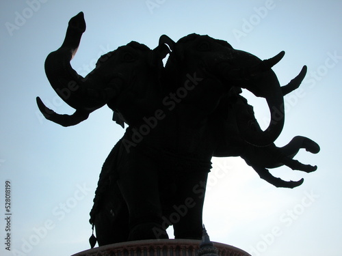 silhouette of a statue of an elephant