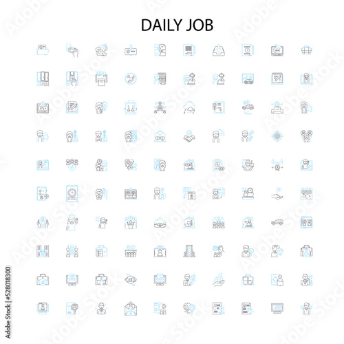 daily job icons, signs, outline symbols, concept linear illustration line collection