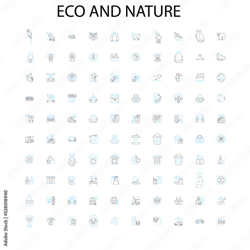 eco and nature icons, signs, outline symbols, concept linear illustration line collection eco and nature icons, signs, outline symbols, concept linear illustration line collection