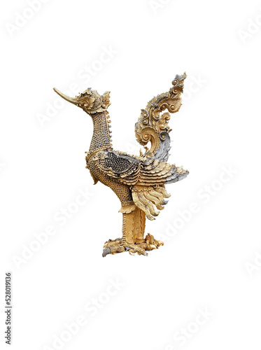 Old gold kirin sculture isolated on transparent background © wmparallelphoto