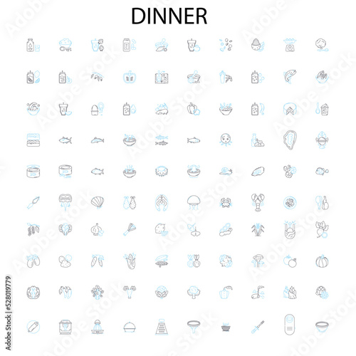 dinner icons  signs  outline symbols  concept linear illustration line collection