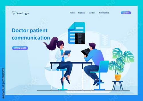 The neurologist advises the patient. Concept for landing page