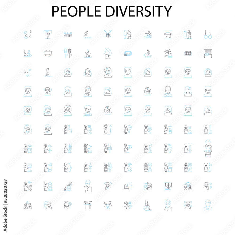 diversity icons, signs, outline symbols, concept linear illustration line collection