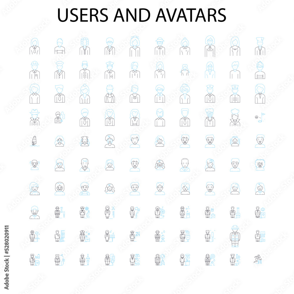 diversity avatar icons, signs, outline symbols, concept linear illustration line collection diversity avatar icons, signs, outline symbols, concept linear illustration line collection
