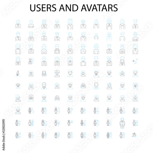 diversity avatar icons, signs, outline symbols, concept linear illustration line collection