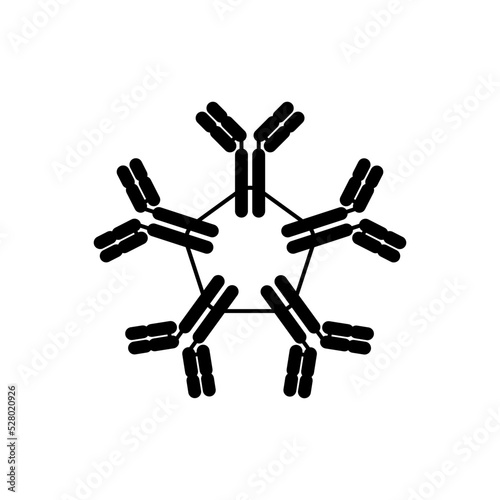 Pentamer immunoglobulin, IgM symbol. Antibody icon vector