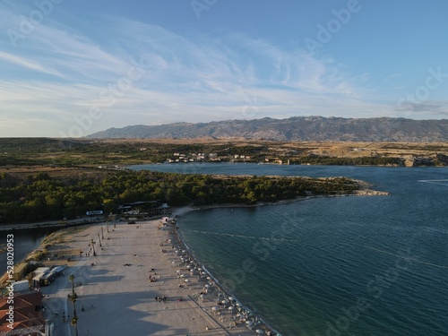 Wallpaper Mural Aerial view of Zrce Beach Festival in Novalja, island Pag, archipelago of Croatia. People partying on a hot summer day on Zrce beach. Zrce beach is the most popular party destination on Adriatic sea. Torontodigital.ca