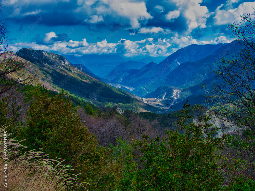 The Esteron Valley close in France from the sky