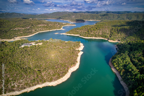 The lake of Saint Cassien close to Montauroux in France from the sky © Zenistock
