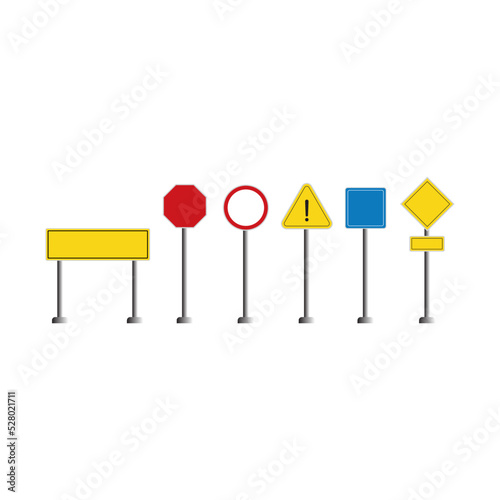 Blank traffic sign boards vector.