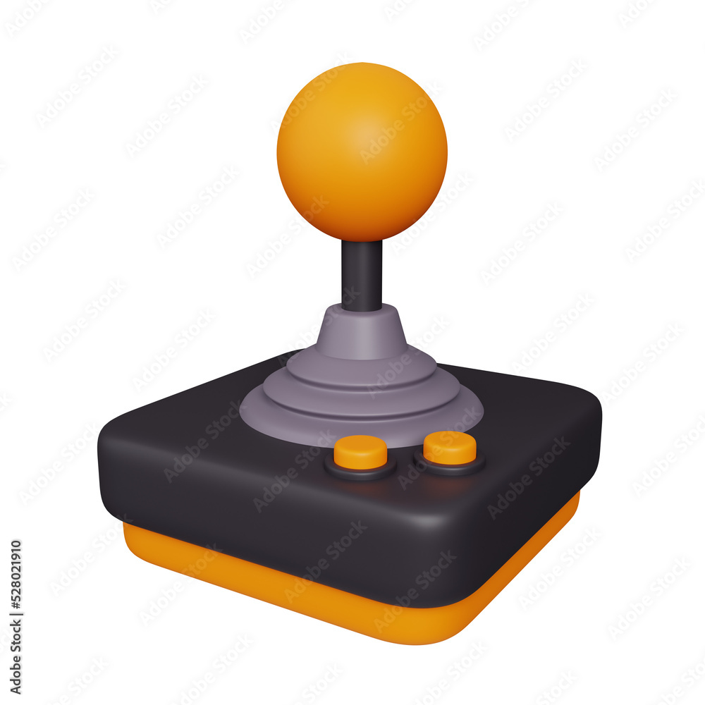 Retro arcade game joystick controller isolated on white background. Gaming and streaming icon set. Cute minimal style. 3d render illustration Retro arcade game joystick controller isolated on white background. Gaming and streaming icon set. Cute minimal style. 3d render illustration