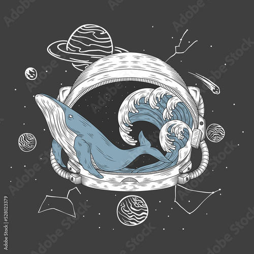 Whale in space illustration
