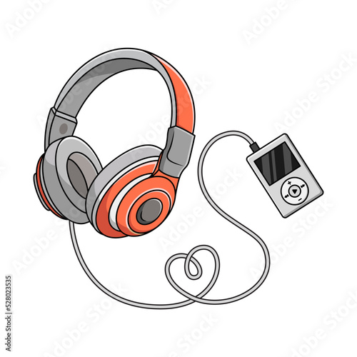 wired headphones vector illustration