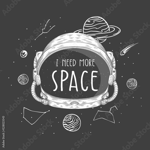 astronaut helmet hand drawn illustration