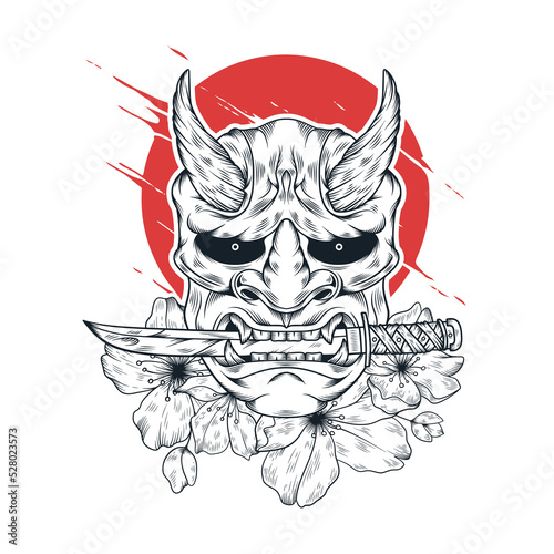 Japanese Oni mask vector illustration