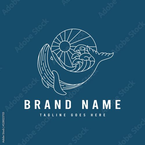 minimalist whale logo line template