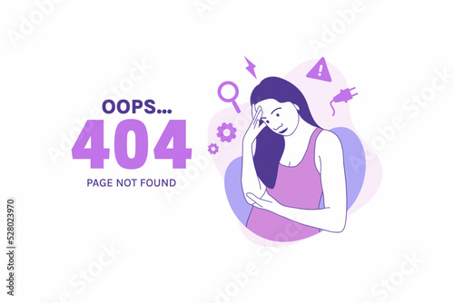 Illustrations Arms Crossed angry woman for Oops 404 error design concept landing page
