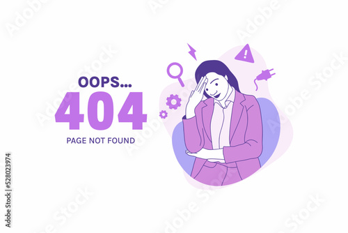 Illustrations Arms Crossed angry woman for Oops 404 error design concept landing page