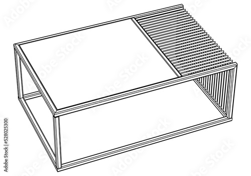 Hand-drawn collection of various coffee tables. Linear drawing. Isolated vector objects on white background. Clipart.