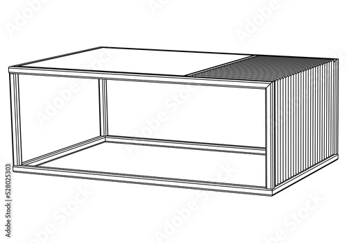Hand-drawn collection of various coffee tables. Linear drawing. Isolated vector objects on white background. Clipart.