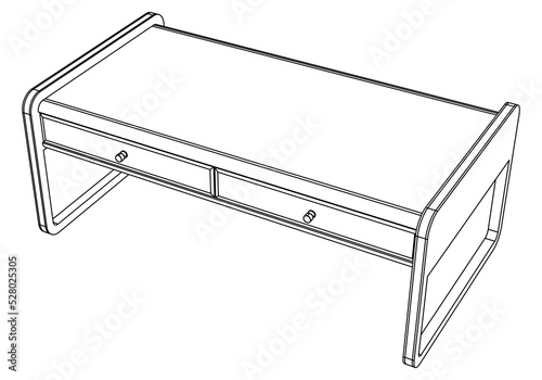 Hand-drawn collection of various coffee tables. Linear drawing. Isolated vector objects on white background. Clipart.