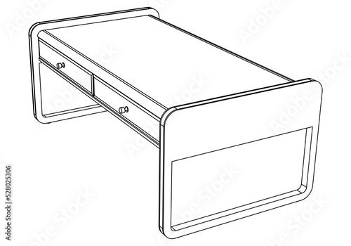 Hand-drawn collection of various coffee tables. Linear drawing. Isolated vector objects on white background. Clipart.