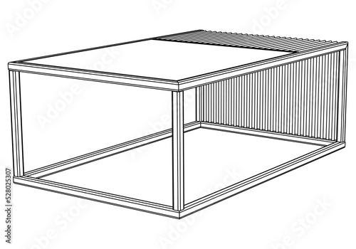 Hand-drawn collection of various coffee tables. Linear drawing. Isolated vector objects on white background. Clipart.
