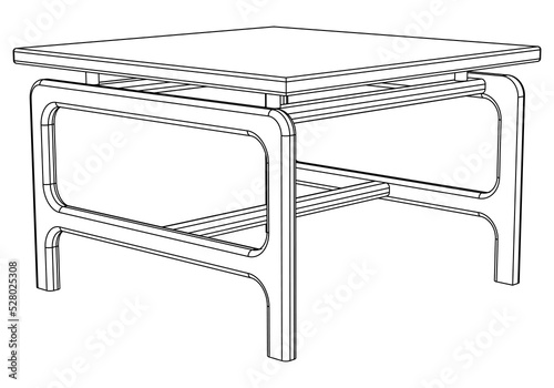 Hand-drawn collection of various coffee tables. Linear drawing. Isolated vector objects on white background. Clipart.
