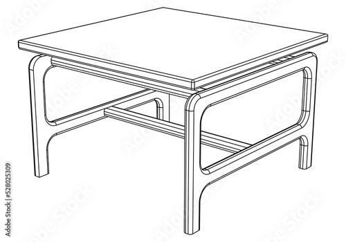 Hand-drawn collection of various coffee tables. Linear drawing. Isolated vector objects on white background. Clipart.