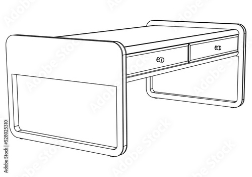 Hand-drawn collection of various coffee tables. Linear drawing. Isolated vector objects on white background. Clipart.