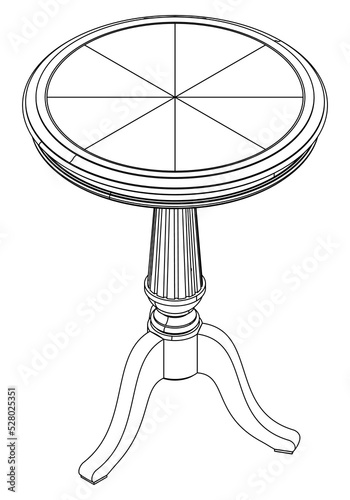 Vector illustration of coffee shop table isolated on white background.