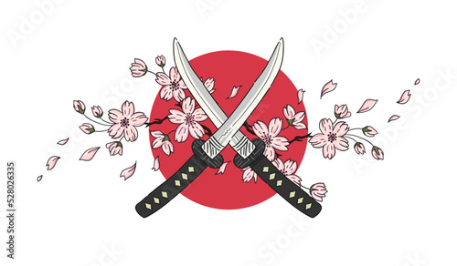 Tablou canvas Japanese katana vector illustration