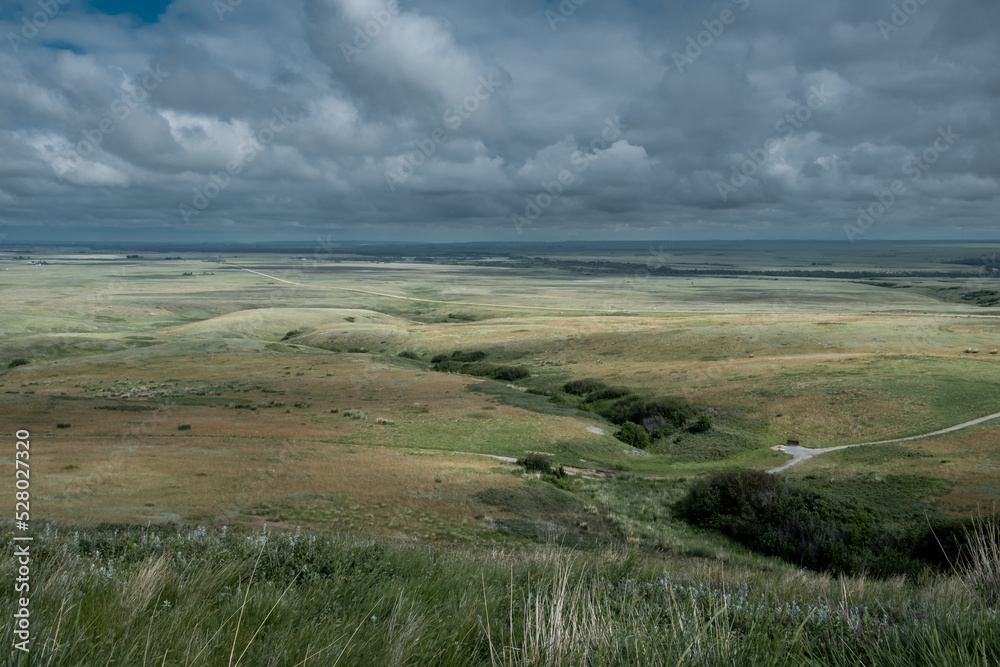 Gigantic plains of the Alberta on a cloudy day offering terrific sight