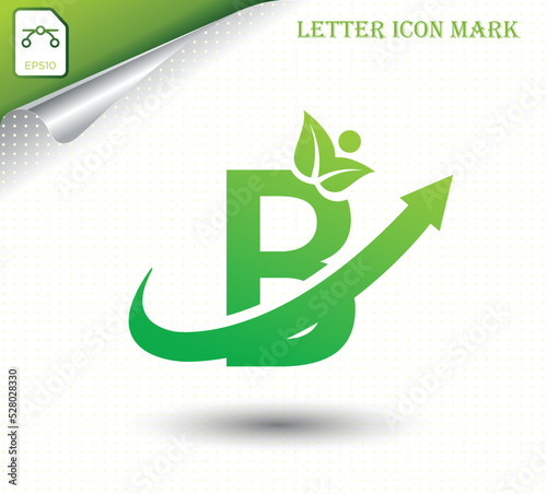 Natural letter B with eco logo design template