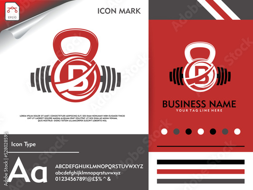 Fitness gym logo with creative letter B