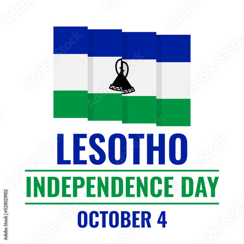 Lesotho Independence Day lettering with flag. National holiday celebrate on October 4. Vector template for typography poster, banner, flyer, sticker, postcard, etc