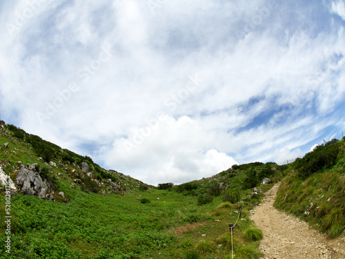 Landscape with mountain road and sky