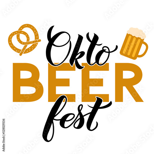 Oktobeerfest. Oktoberfest pun lettering. Traditional Bavarian beer festival. Vector template for your logo design, poster, banner, flyer, shirt, etc photo