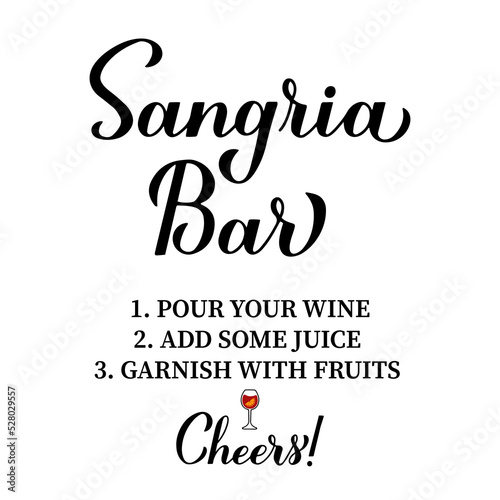 Sangria Bar sign. Spanish summer drink. Vector template for bar, restaurant, winery decorations. Perfect for logo design, menu, label, tag, etc