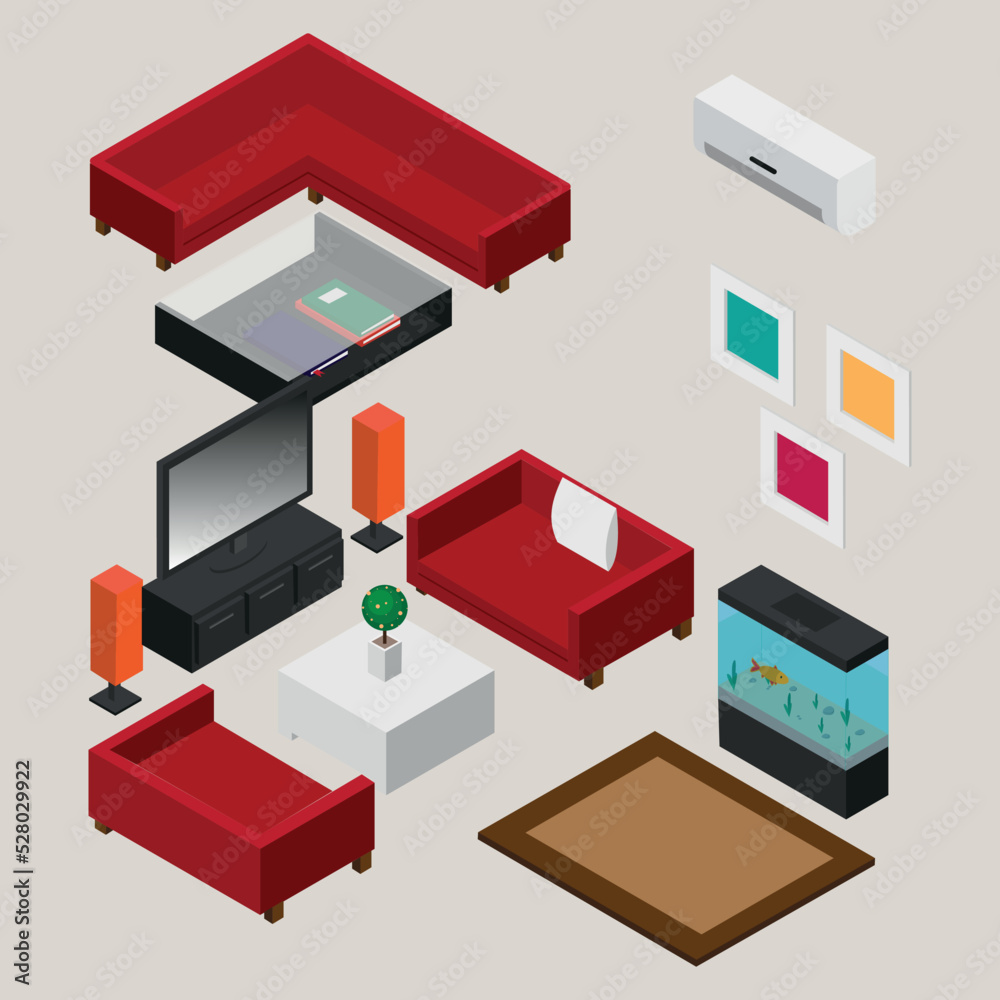 isometric house furniture isometric house furniture