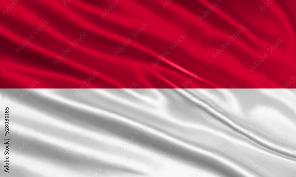Obraz premium Indonesia flag design. Waving Indonesian flag made of satin or silk fabric. Vector Illustration.