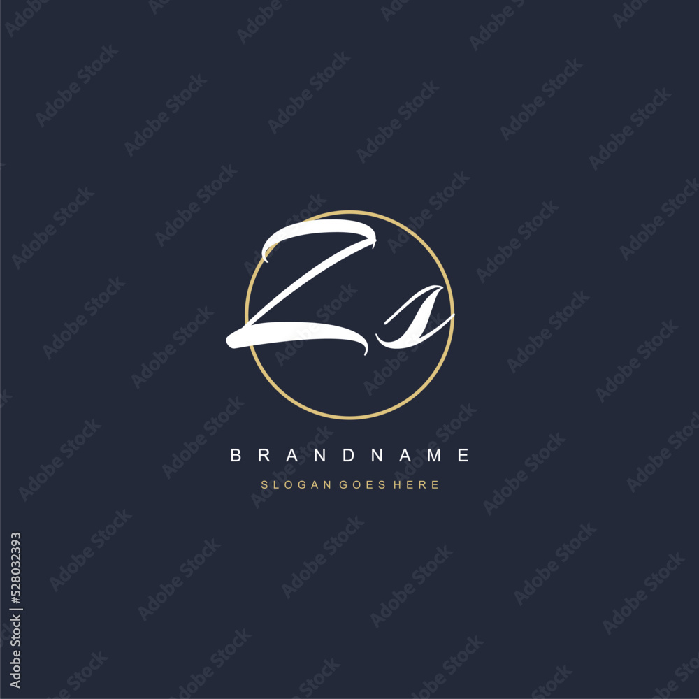 Initial letter ZS logo monogram feminine style with circle line design ...