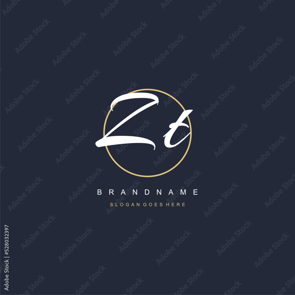 Initial letter ZT logo monogram feminine style with circle line design ...