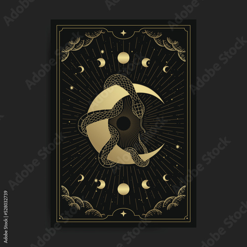 Snake wrapped around the crescent moon
